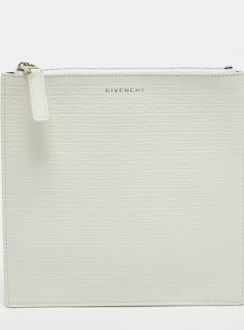 Givenchy White Embossed Leather Slim Pouch