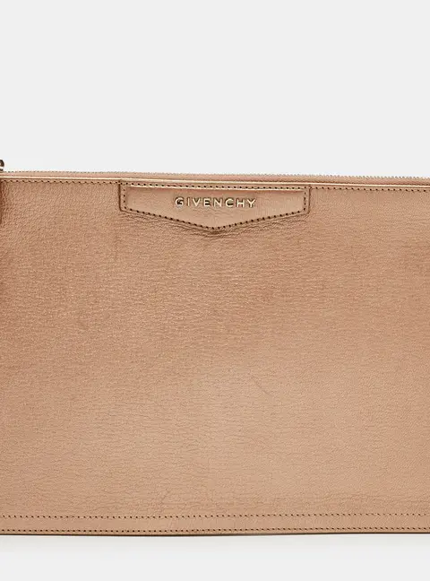Givenchy Antigona Zip Metallic Leather Pouch