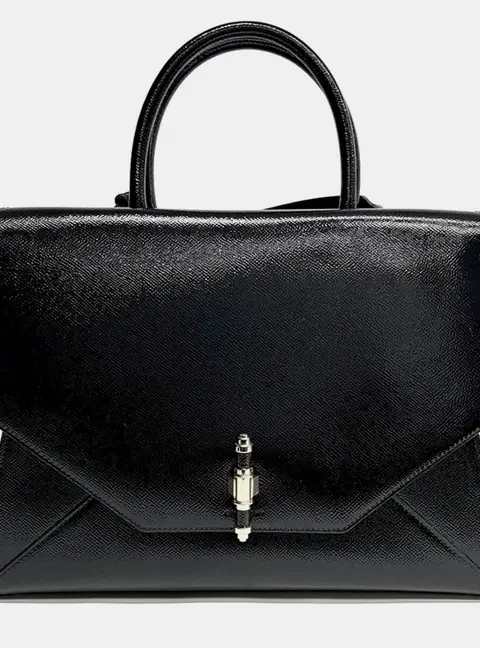 Givenchy Obsedia Medium Black Saffiano Leather Top Handle Bag