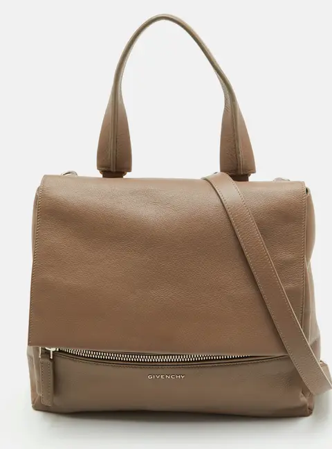 Givenchy Pandora Taupe Beige Leather Flap Top Handle Bag