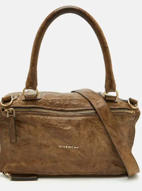 Givenchy Pandora Medium Brown Crackle Leather Satchel