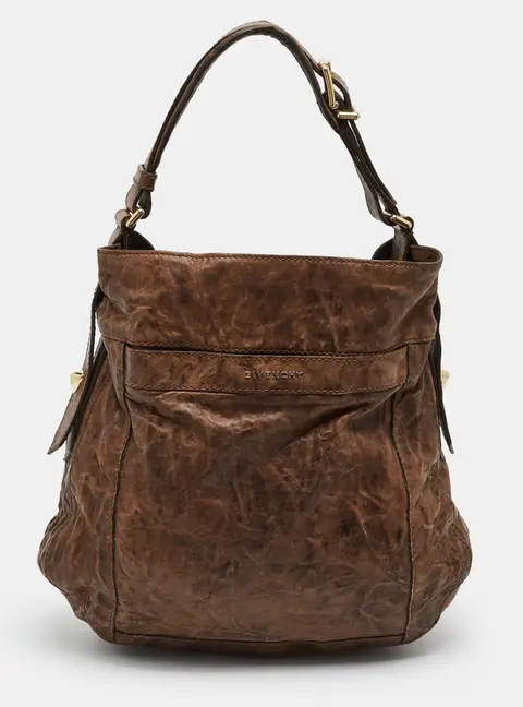 Givenchy Brown Distressed Leather Hobo