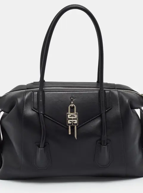 Givenchy Antigona Lock Soft Medium Black Leather Tote