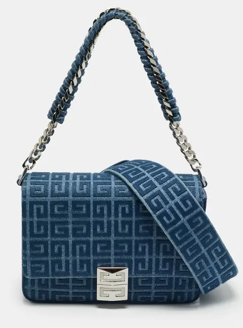 Givenchy 4G Blue Denim and Leather Shoulder Bag