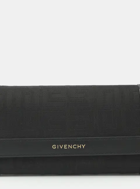 Givenchy Black Leather and Nylon Continental Flap Wallet