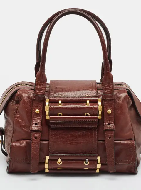 Givenchy Buckle Flap Dark Brown Leather Satchel