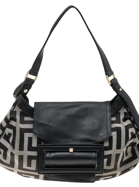 Givenchy Black/Grey Signature Canvas and Leather Shoulder Bag