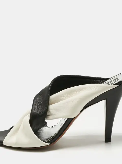 Givenchy Black/White Leather Crisscross Slide Sandals Size 39