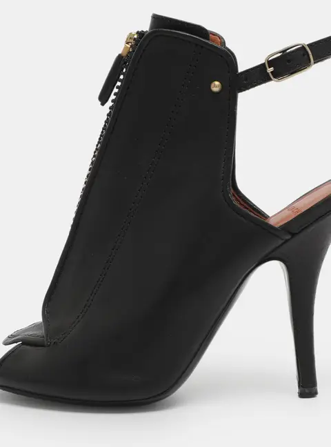 Givenchy Black Leather Zip Ankle Strap Peep Toe Booties Size 36
