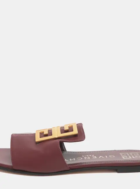 Givenchy 4G Size 39 Burgundy Leather Slide Sandals