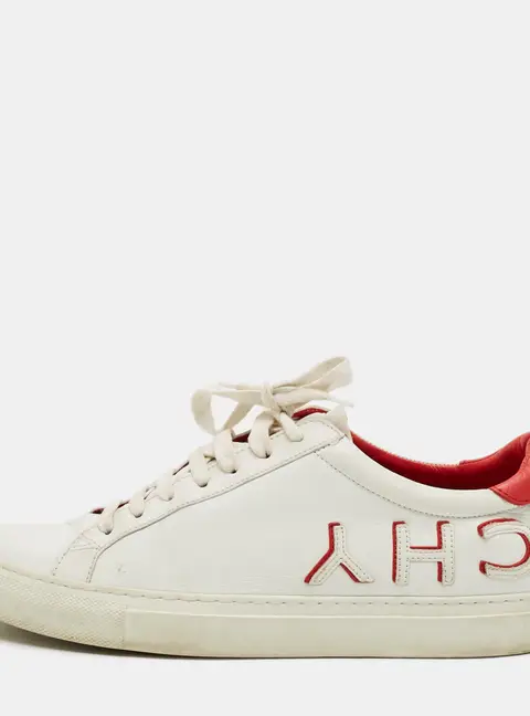 Givenchy Logo Size 40 White/Red Leather Low Top Sneakers
