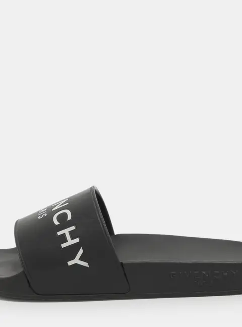 Givenchy Logo Size 35 Black Rubber Flat Slides