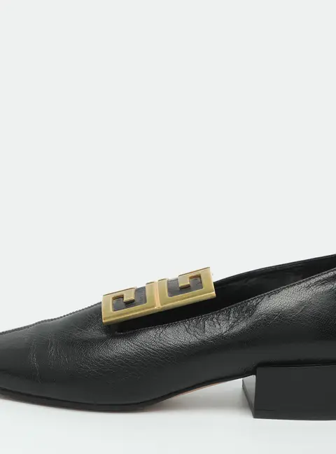 Givenchy 4G Logo Size 37 Black Leather Buckle Loafers