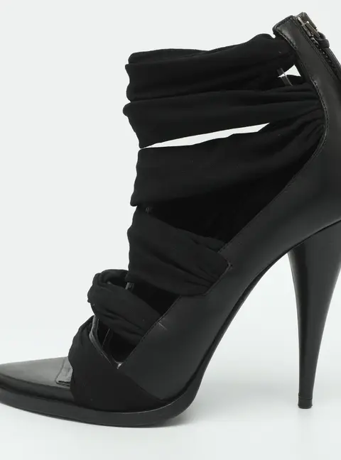 Givenchy Size 37 Black Leather and Stretch Fabric Strappy Pumps