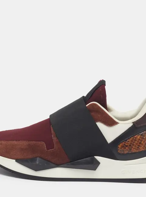 Givenchy Size 39 Multicolor Neoprene and Suede Elastic Strap Runner Slip On Sneakers