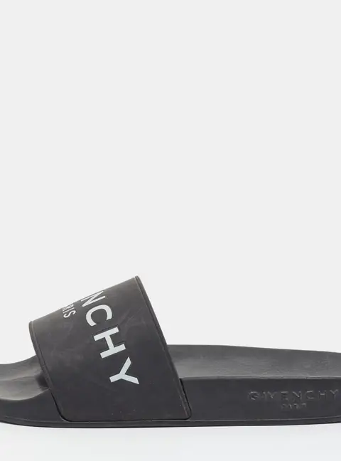Givenchy Size 36 Black Rubber Logo Pool Slide