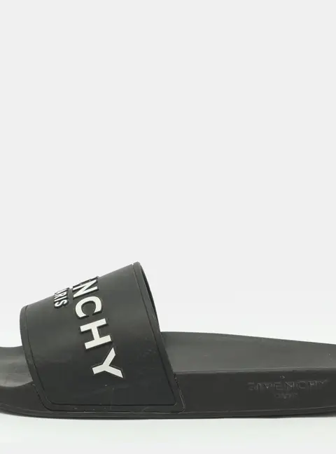 Givenchy Logo Print Size 41 Black Rubber Flat Sandals