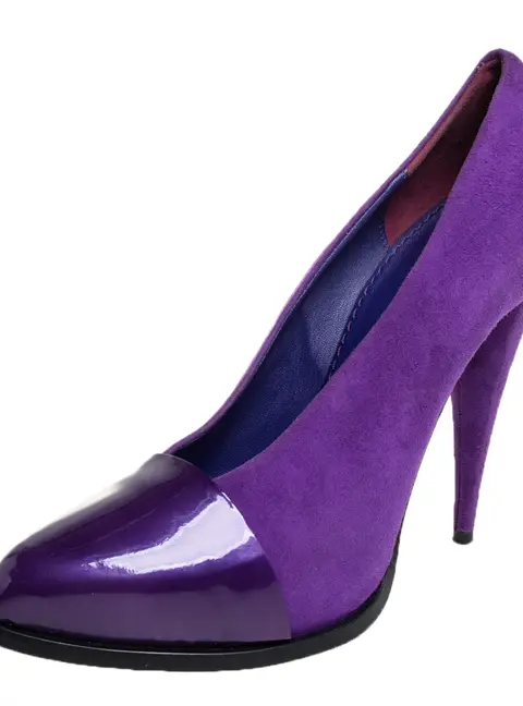 Givenchy Purple Suede And Patent Leather Cap Toe Pumps Size 39