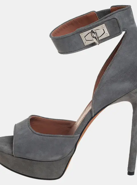 Givenchy Grey Suede Platform Ankle Strap Sandals Size 39