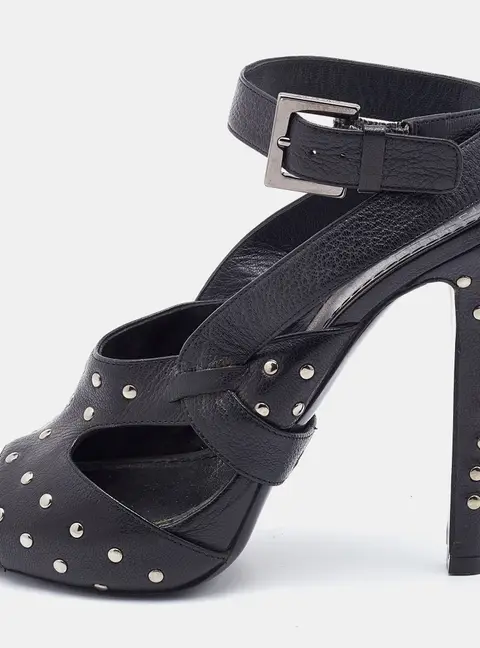 Givenchy Black Leather Studded Ankle Strap Sandals Size 37