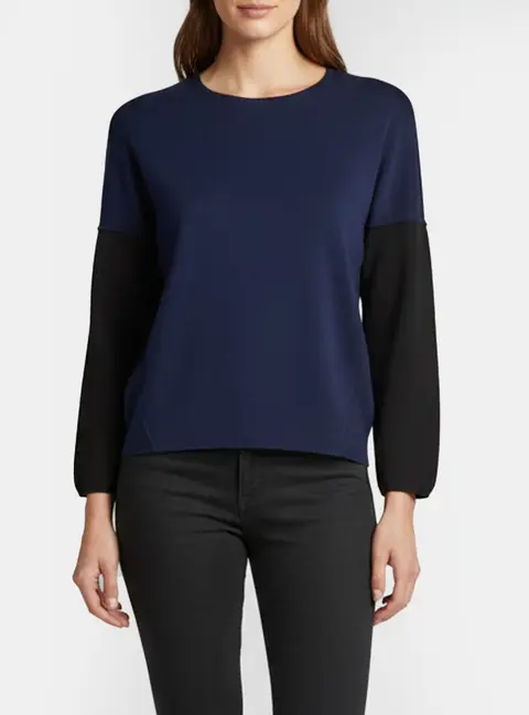 Golden Goose Deluxe Brand Navy Blue/Black Paneled Rib Knit Top S