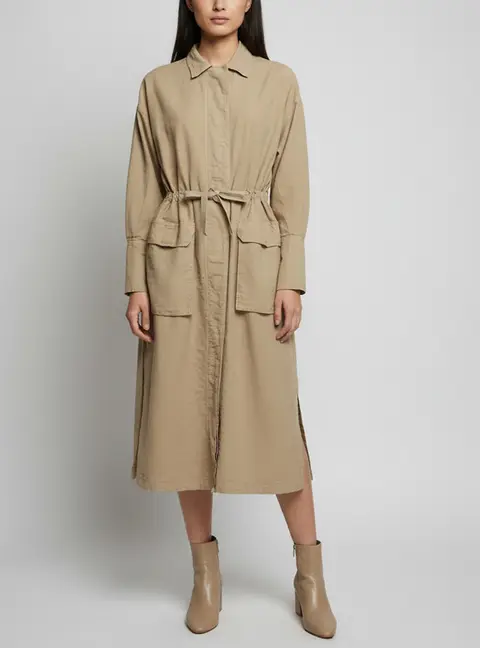 Golden Goose Beige Poplin Drawstring Lola Trench Coat S