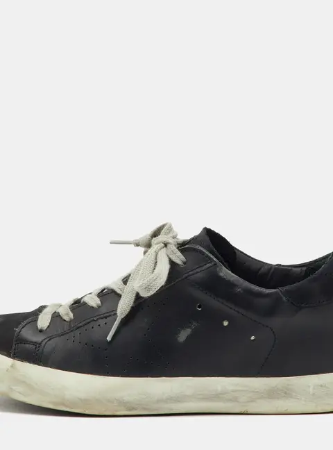 Golden Goose Black Leather Superstar Low Top Sneakers Size 37