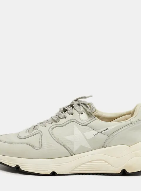 Golden Goose Running Size 37 Grey Leather Lace Up Sneakers