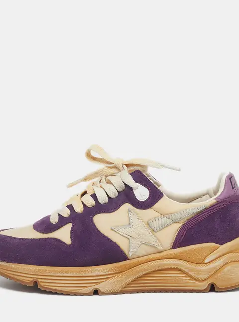 Golden Goose Running Sole Size 35 Two Tone Nylon Suede Lace Up Sneakers