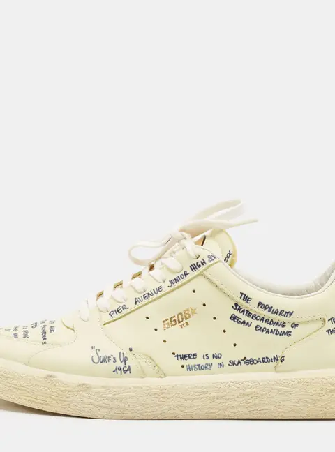 Golden Goose Tenth Star Size 37 Yellow Graffiti Leather Low Top Sneakers