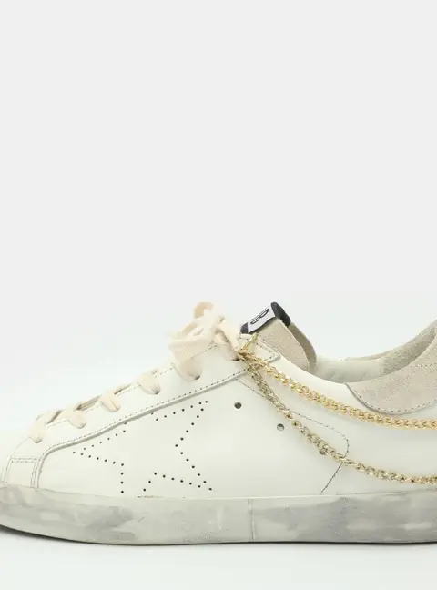 Golden Goose Superstar Chain Size 37 White Leather and Suede Low Top Sneakers