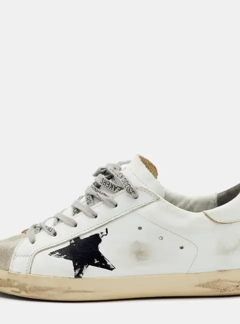 Golden Goose Super Star Size 39 White Leather and Suede Low Top Sneakers
