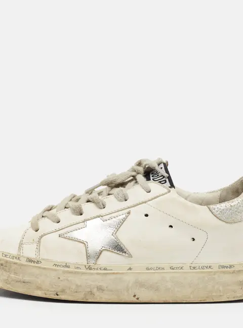 Golden Goose Hi Star Size 37 White Leather Lace Up Sneakers