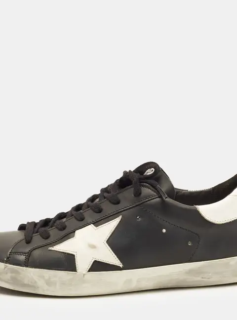 Golden Goose Superstar Size 40 Black Leather Low Top Sneakers