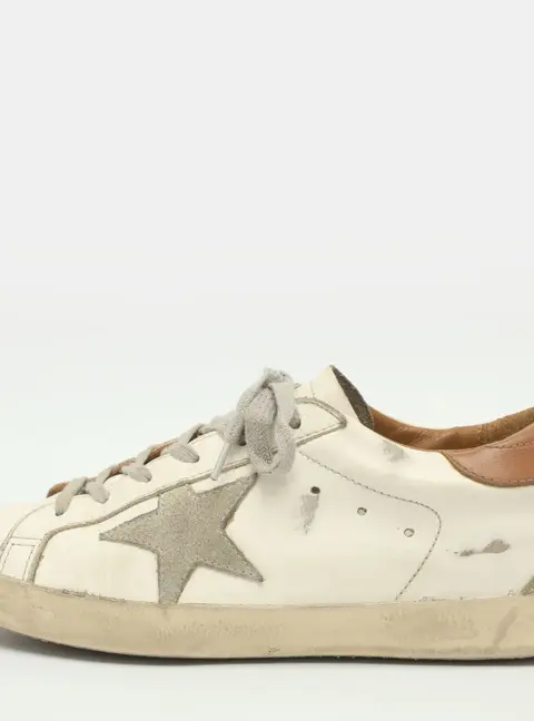 Golden Goose Superstar Size 38 White Leather and Suede Lace Up Sneakers