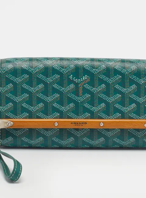 Goyard Monte Carlo Mini Phone Case Green Goyardine Coated Canvas and Leather