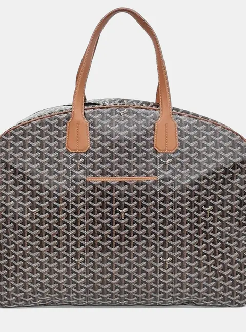Goyard Savile Row Black Brown Goyardine Canvas Leather Suitcase Bag