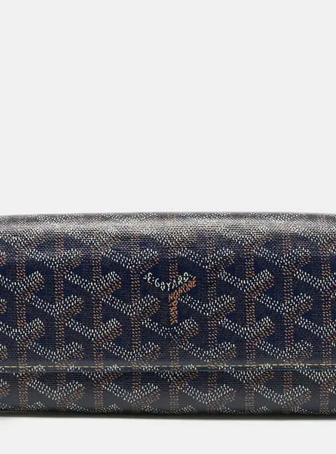 Goyard Navy Blue Goyardine Coated Canvas Varenne Continental Wallet