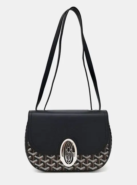 Goyard Colette PM Black Goyardine Canvas Leather Shoulder Bag