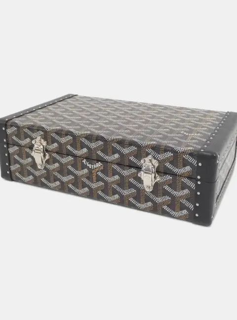 Goyard Vendome Aoyama One Size Black Goyardine Canvas Jewelry Case Bag