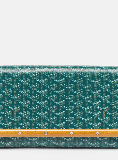 Goyard Monte Carlo Bois Green Goyardine Coated Canvas and Leather Clutch