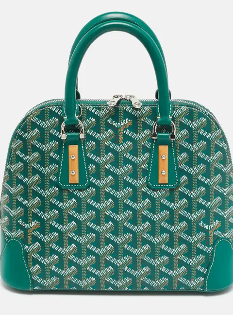 Goyard Vendome Mini Greeen Goyardine Coated Canvas and Leather Satchel