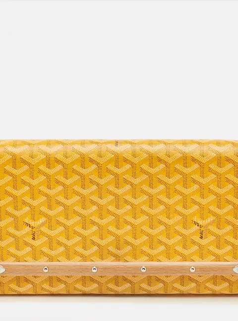 Goyard Monte Carlo Bois Yellow Goyardine Coated Canvas and Leather Clutch