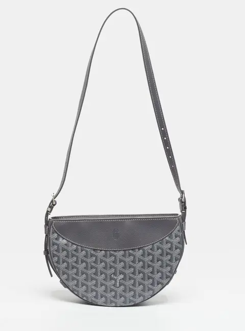 Goyard Hirondelle Grey Goyardine Coated Canvas and Leather Shoulder Bag