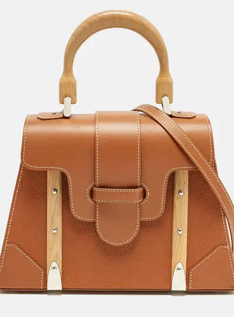 Goyard Saigon PM Brown Leather Top Handle Bag