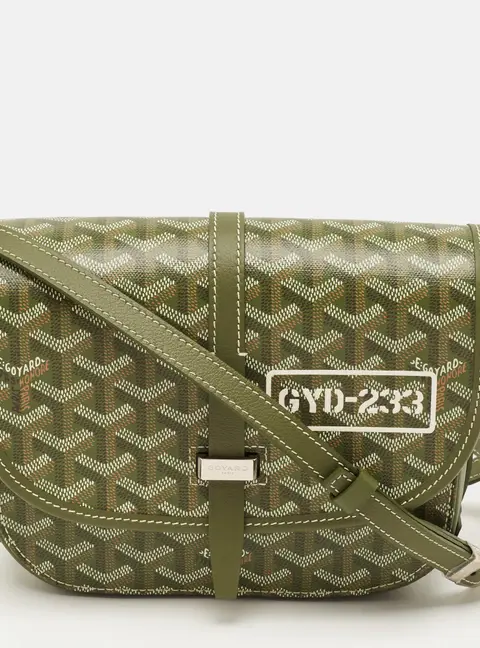 Goyard Belvedere II PM Khaki Goyardine Coated Canvas and Leather Bag