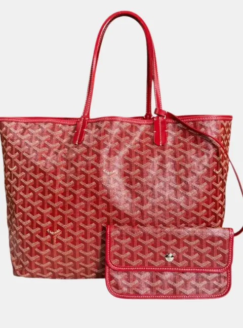 Goyard Saint Louis PM Red Coated Canvas Tote Bag