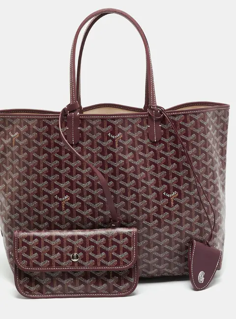 Goyard  Saint Louis PM Burgundy Goyardine Coated Canvas and Leather Tote