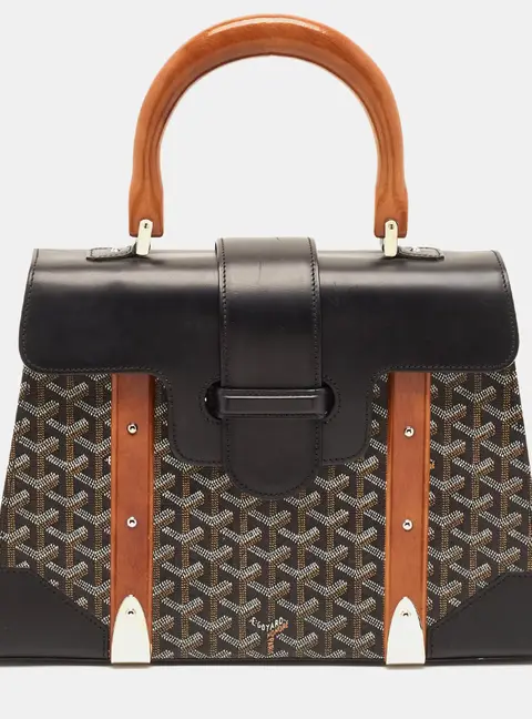 Goyard Saigon MM Black Goyardine Coated Canvas and Leather Top Handle Bag
