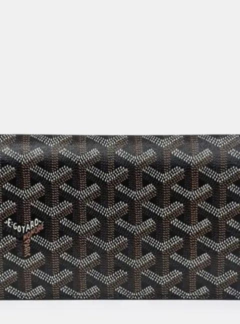 Goyard Richelieu Black Brown Goyardine Canvas Long Wallet